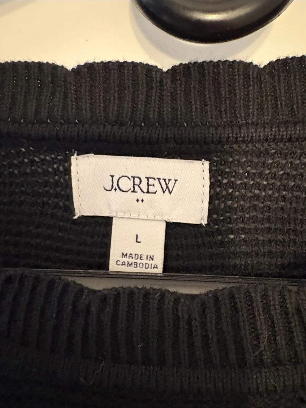 J. Crew Black Long-Sleeve Scallop Neck Light Sweater